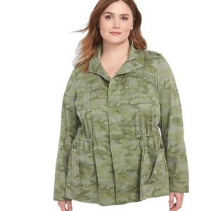 Lane Bryant Women's 18 Camo Utility Jacket Green Military Anorak NWT $109